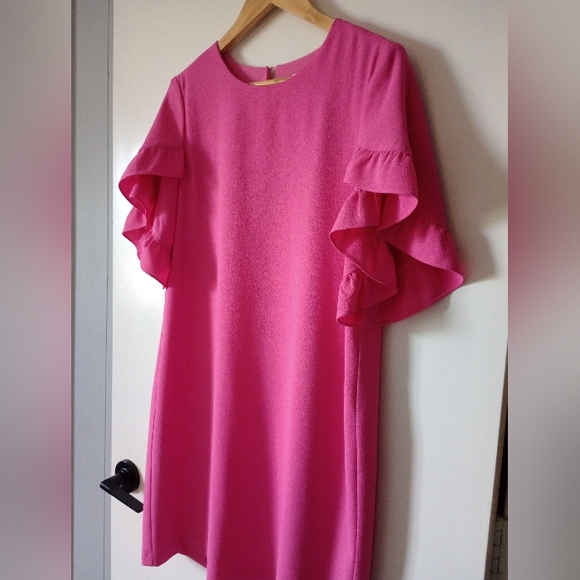 Elegant Pink Ruffle Sleeve Dress Size Medium - Picture 3 of 12